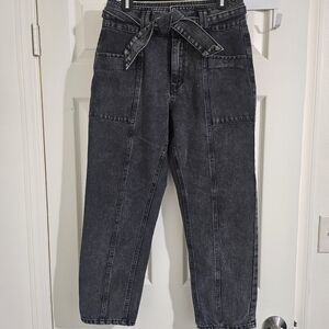 Forever 21 Charcoal Ankle Jeans with Tie Belt